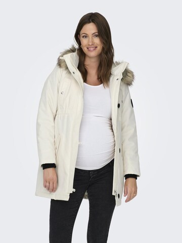 Only Maternity Winterparka 'IRIS' in Beige: voorkant