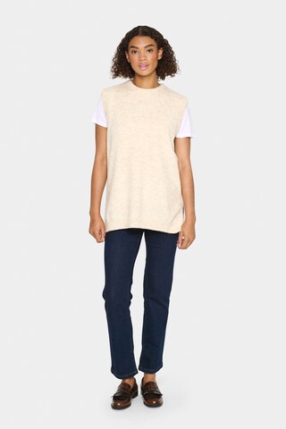 SAINT TROPEZ Gebreide bodywarmer 'Zanett' in Beige