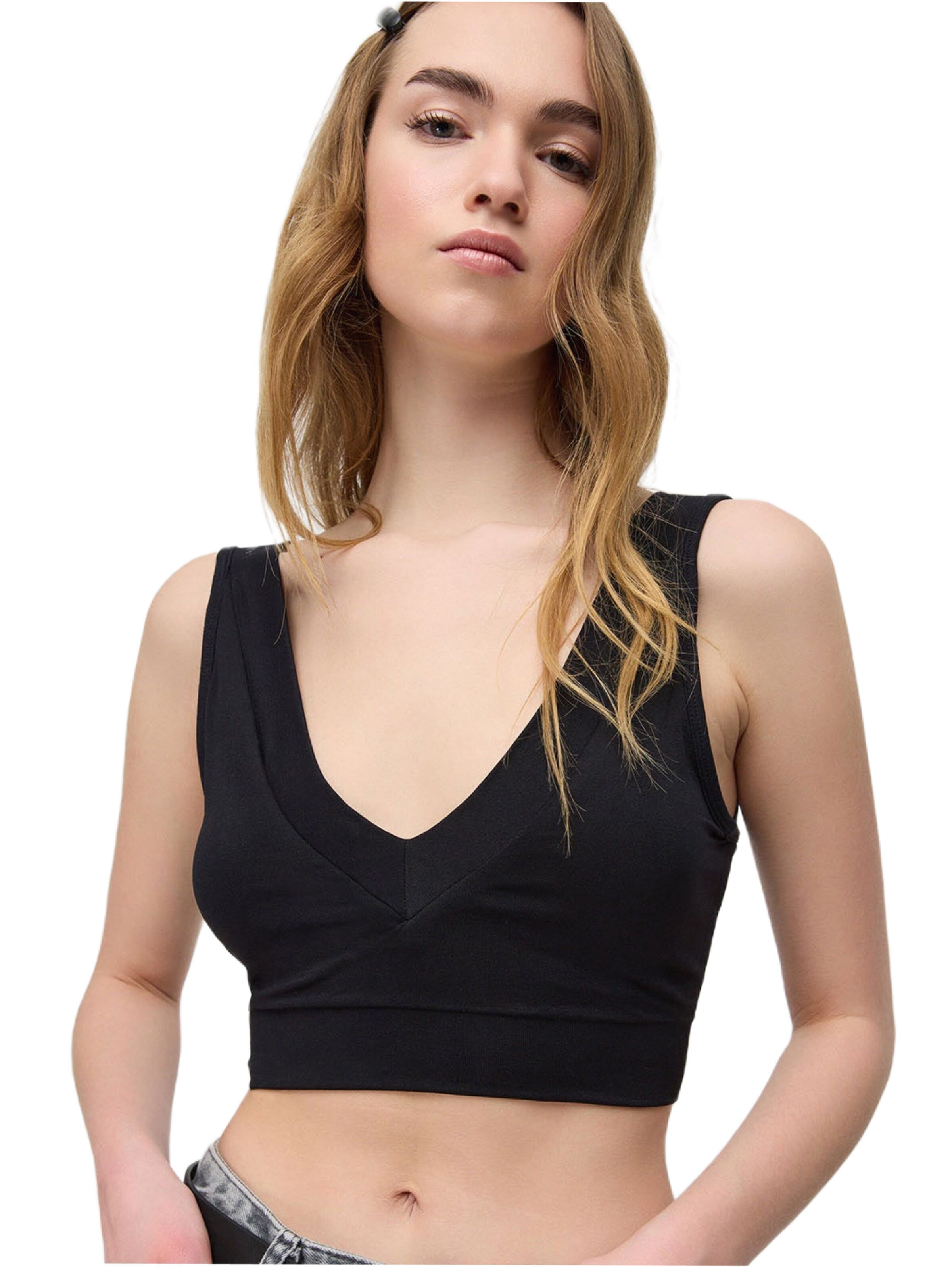 No Matter What Sporttop "Ernte" in Schwarz: Vorderseite