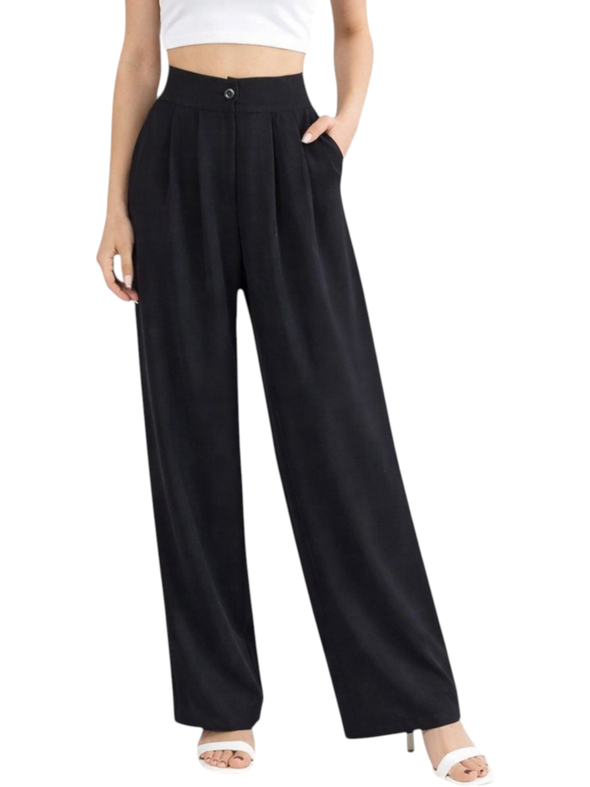 Wide Leg Pantalon à pince 'ALYA' fashionshowcase en noir