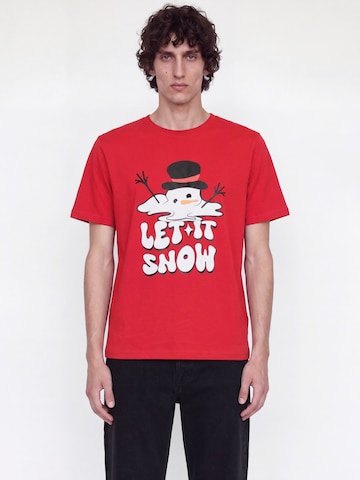 JACK & JONES - Camiseta 'JJXMAS FUN' en rojo: frente