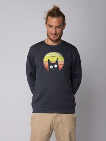 Felpa ' Sunset Cat ' di Watapparel in grigio: frontale