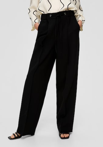 s.Oliver BLACK LABEL Wide leg Broek in Zwart: voorkant