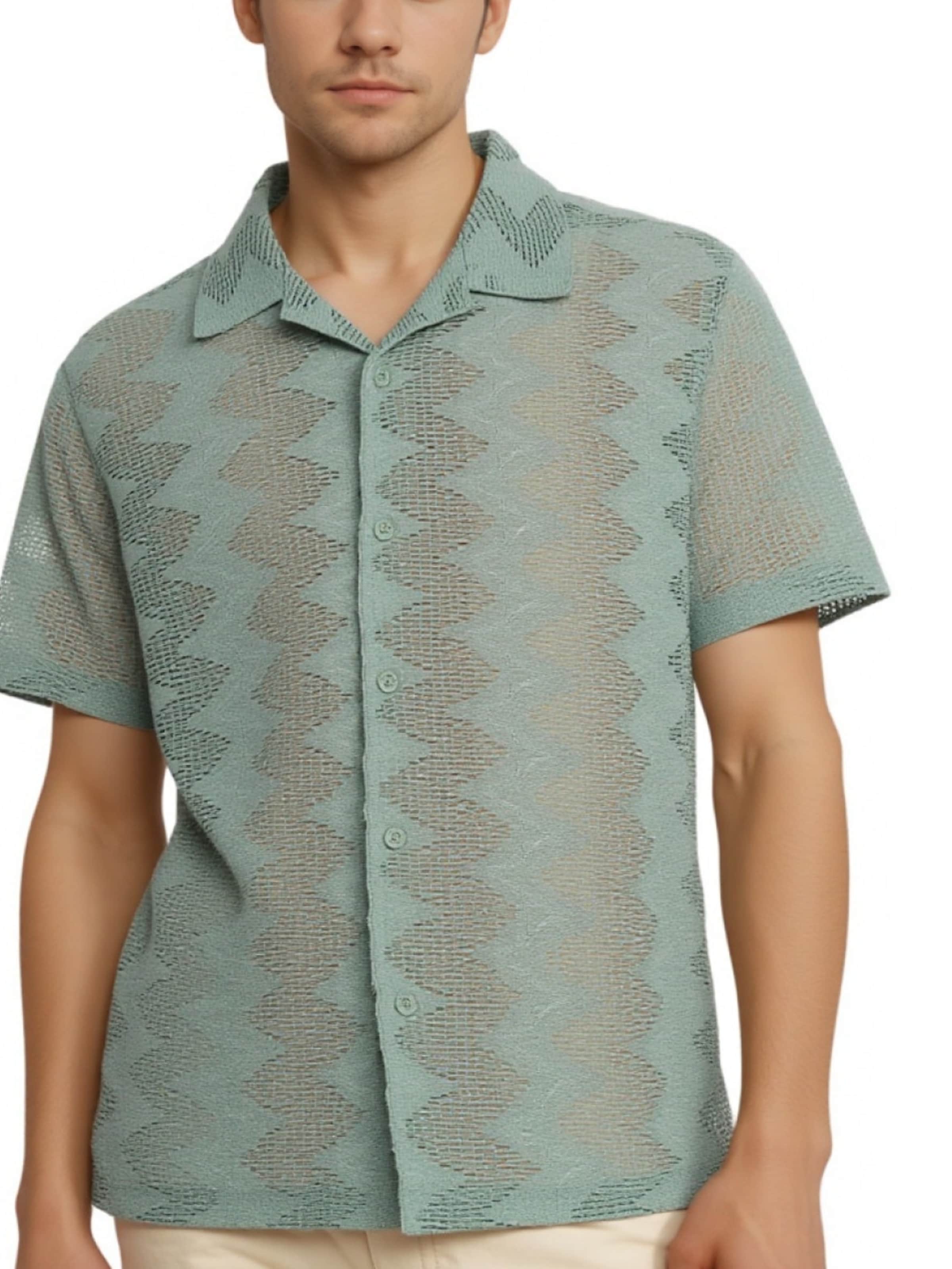 GUESS Regular fit Overhemd 'Lattice' in Groen