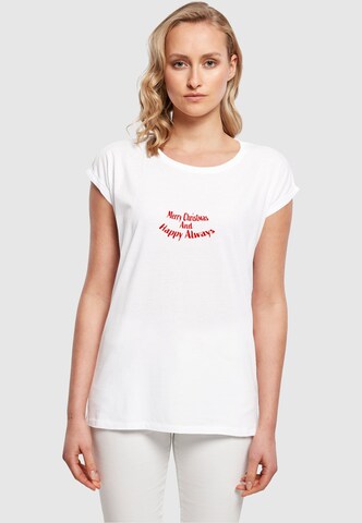 Merchcode T-Shirt 'Merry Christmas And Happy Always' in Weiß: Vorderseite