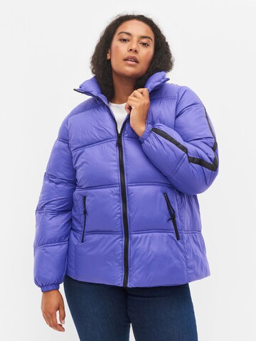 Zizzi Winter Jacket 'NEW YORK' in Purple: front