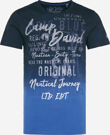 CAMP DAVID T-Shirt Dip Dye mit Label Print in Blau: front