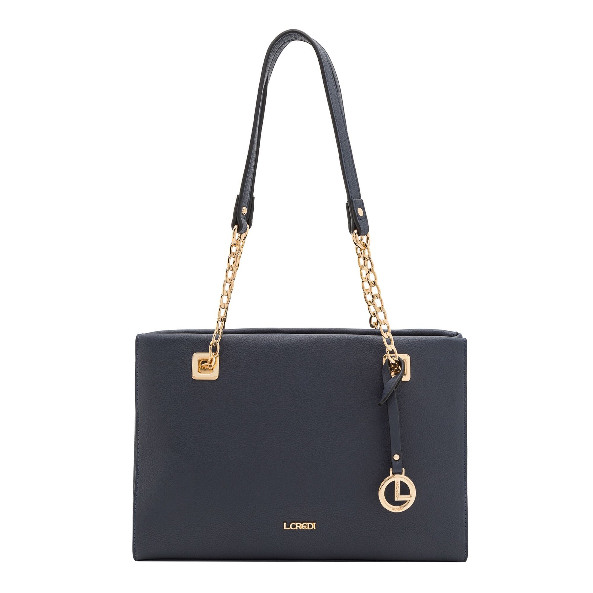 Borsa a spalla di L.CREDI in blu: frontale