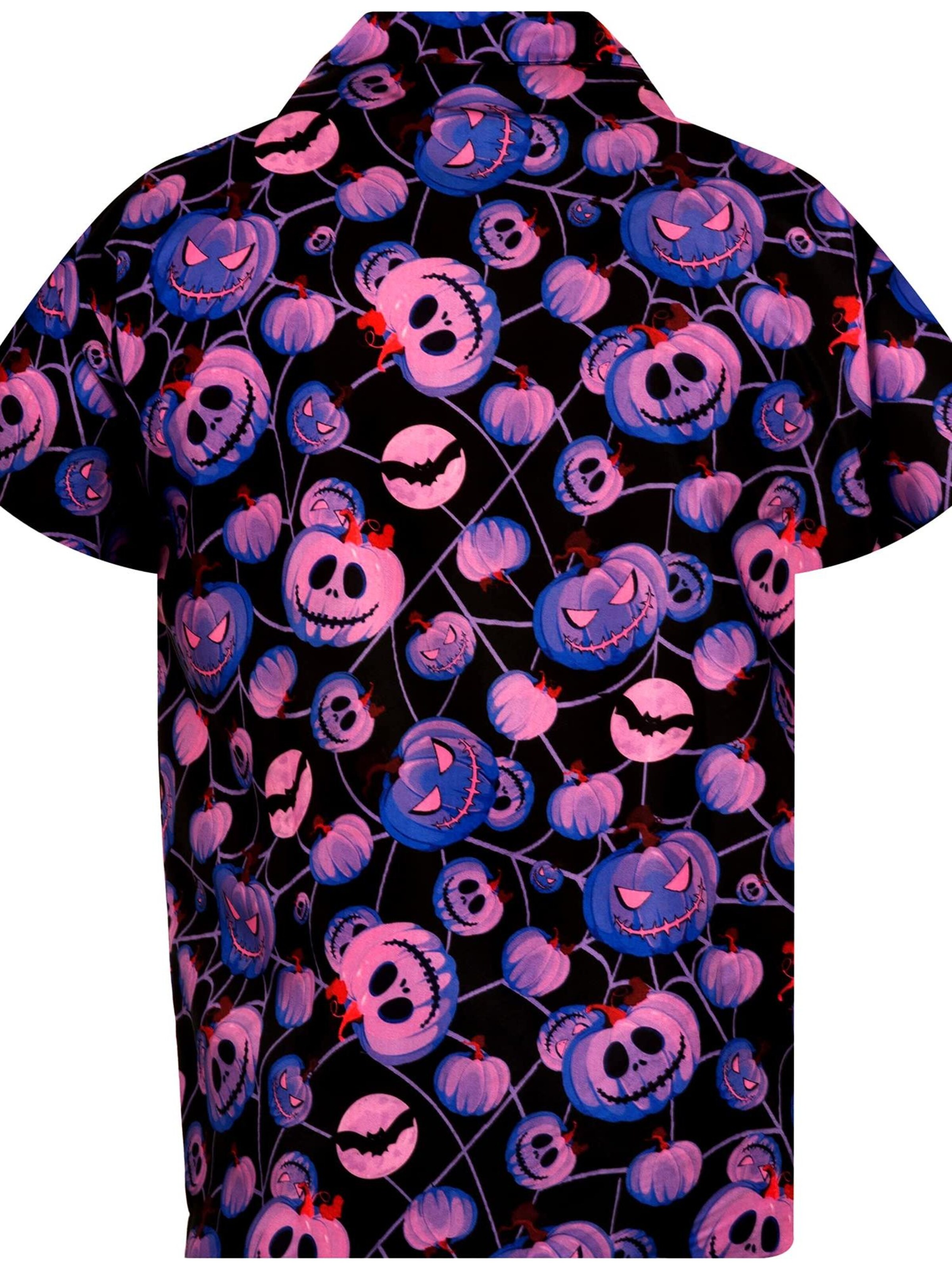 King Kameha Shirt 'Helloween Pumpkin Web' in Purple