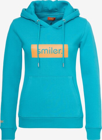 smiler. Sweatshirt 'Happy' in Blue: front