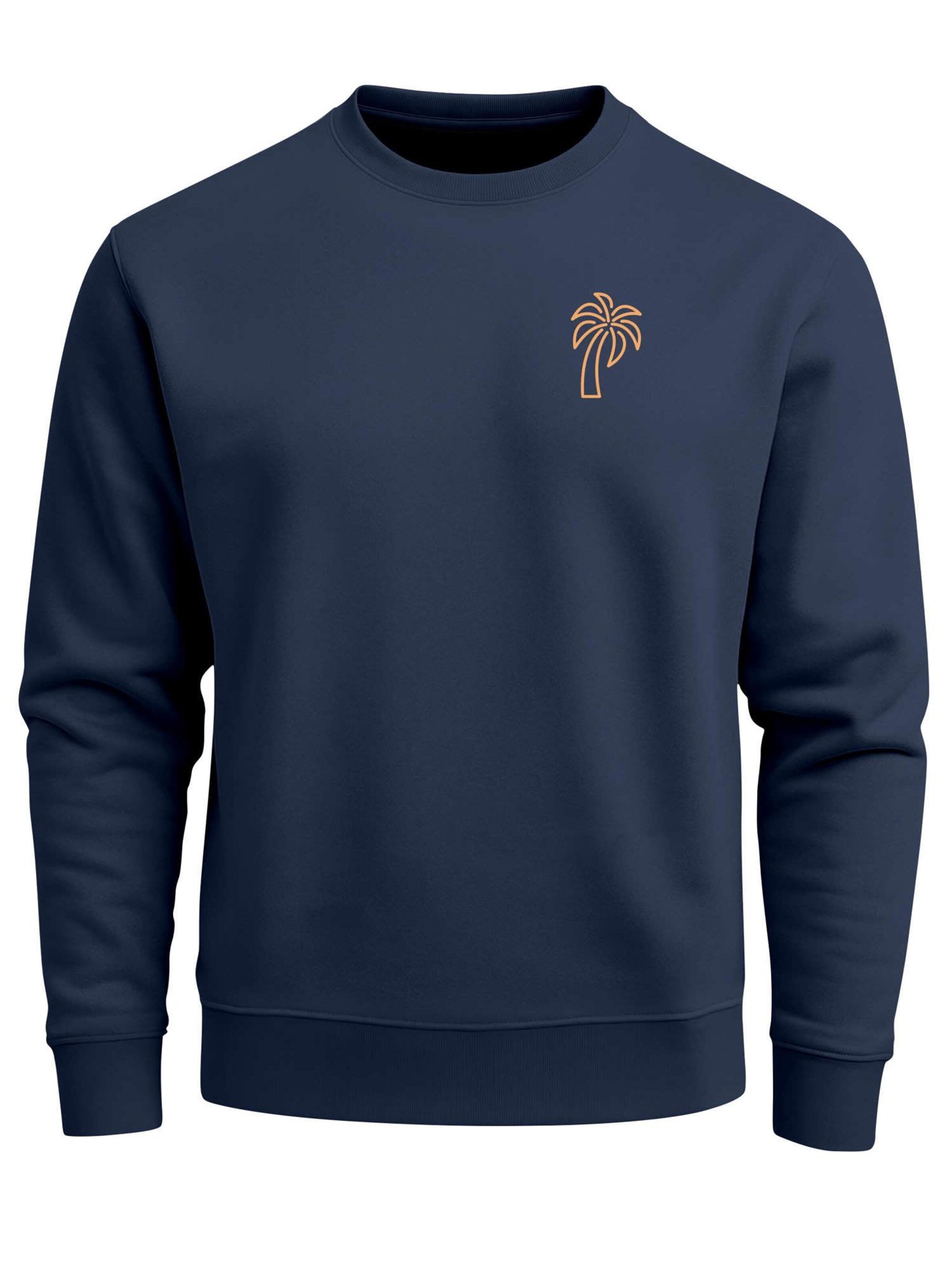 Neverless Sweatshirt 'Palm Lineart Logo'‌‌‌ in Blau: Vorderseite