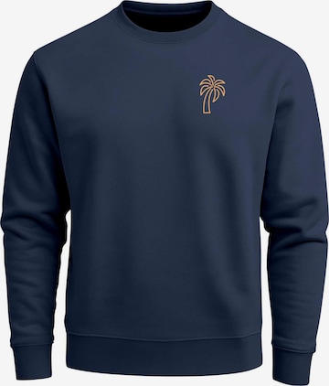 Neverless Sweatshirt 'Palm Lineart Logo' in Blau: Vorderseite