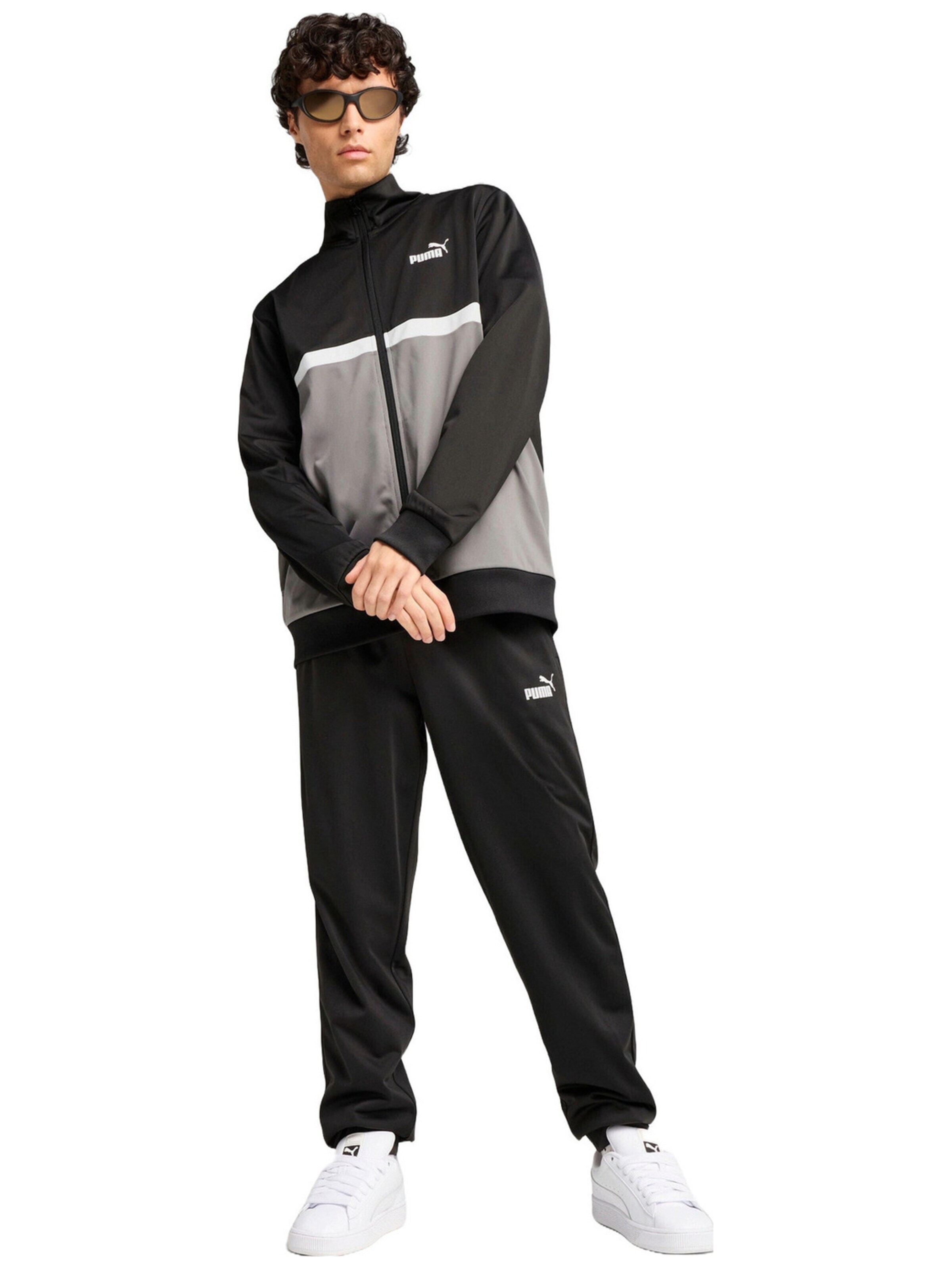 Giacca di felpa 'Puma Poly Colorblock Suit' di PUMA in nero: frontale