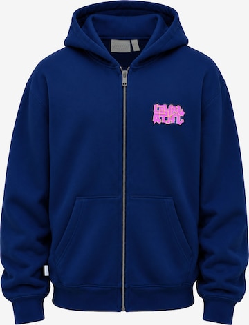 Loyal Athletics by Kontra K Unisex Zip-Hoodie mit Print in Loose Fit in Blau: Vorderseite