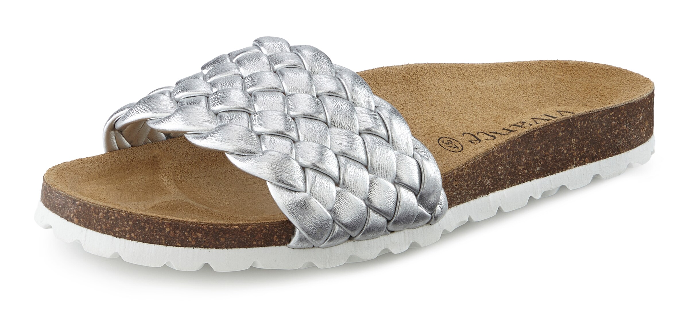 VIVANCE Mules in Silver: front