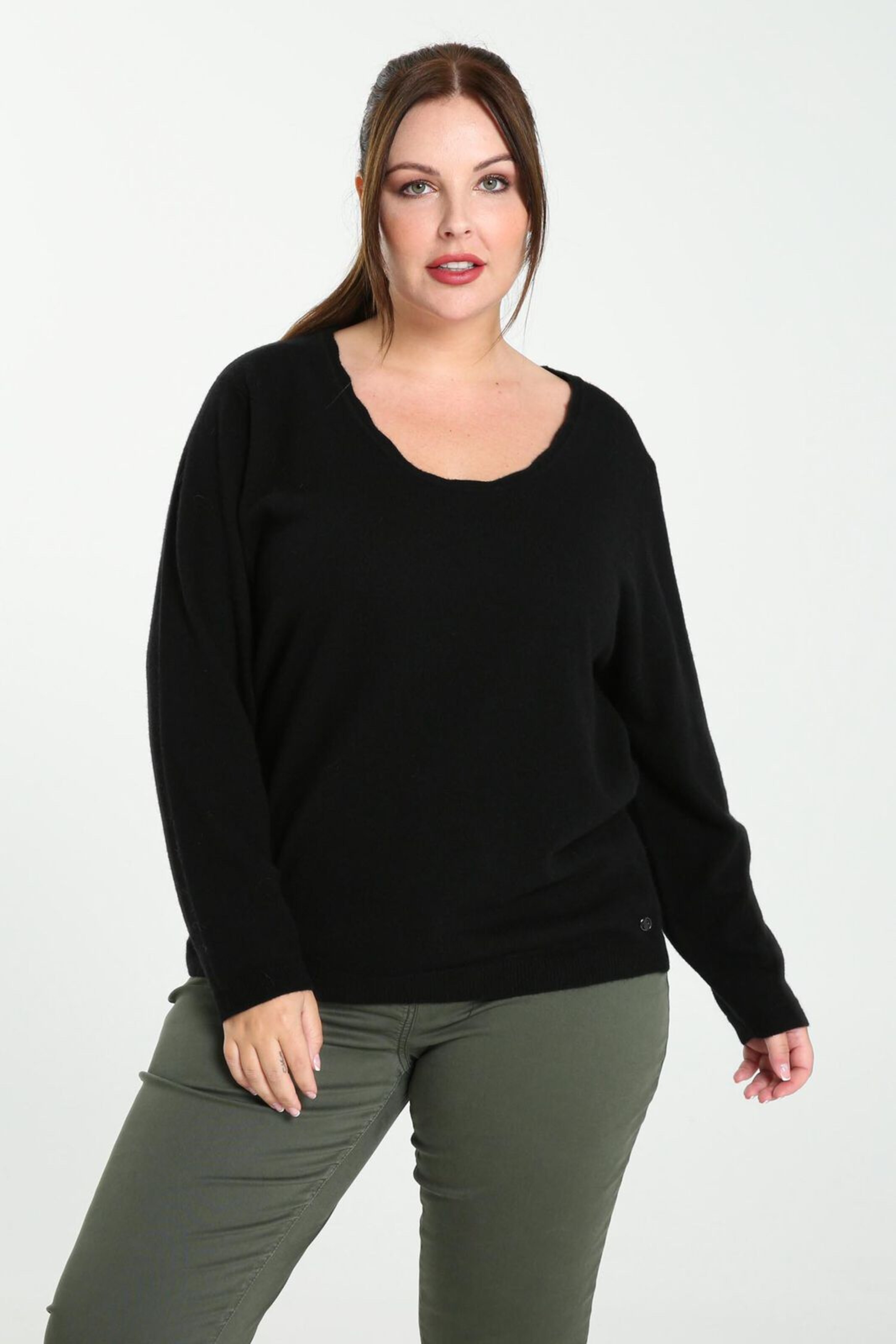 Frauen Große Größen Promiss Pullover in Schwarz - RH35603