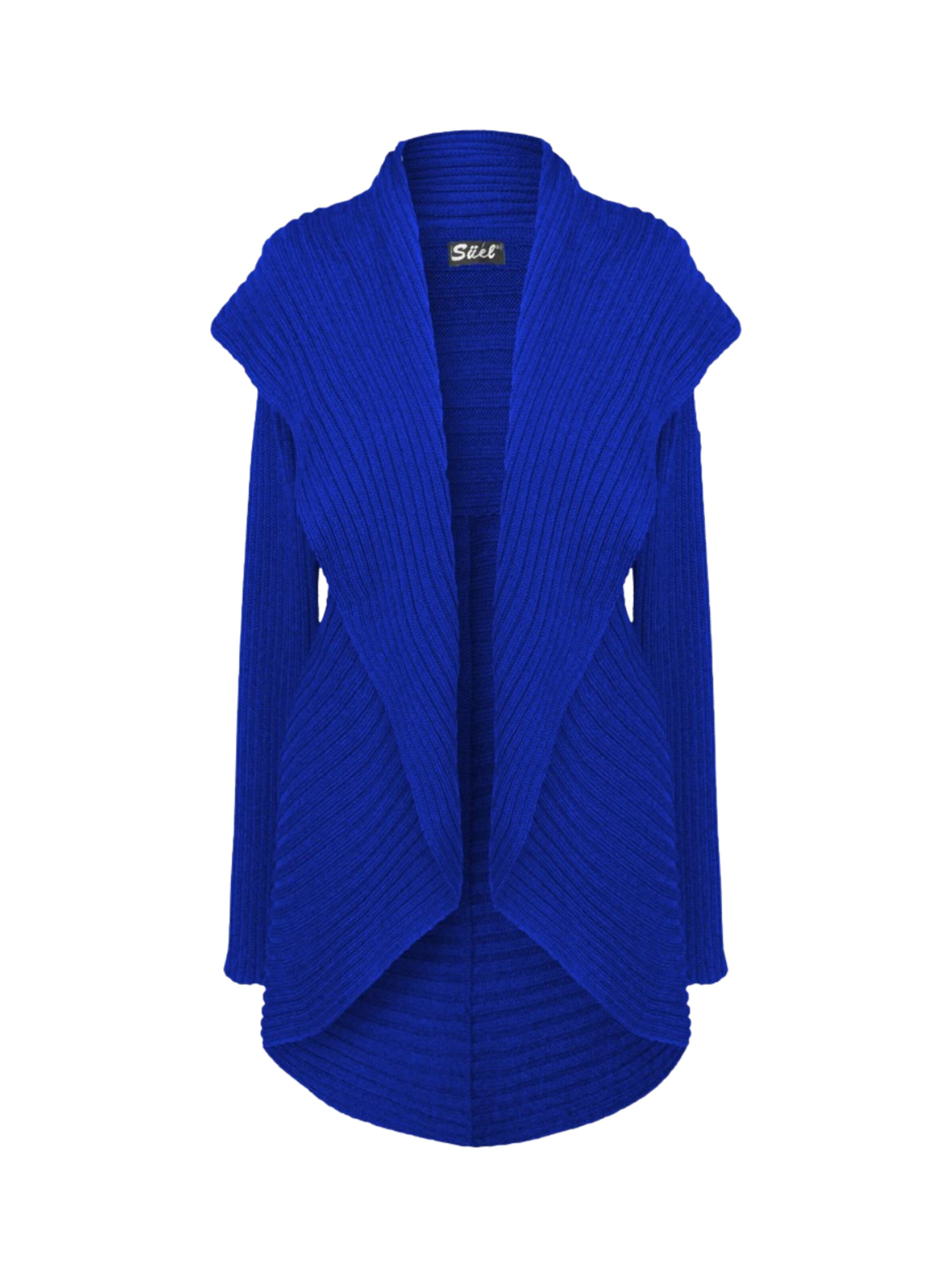 Süel knitwear - Cárdigan 'Round ribbed' en azul: frente
