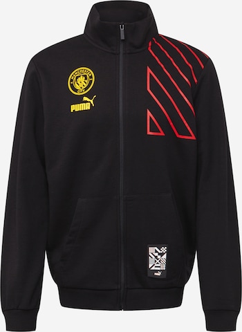 PUMA Athletic Zip-Up Hoodie 'Manchester City F.C.' in Black: front