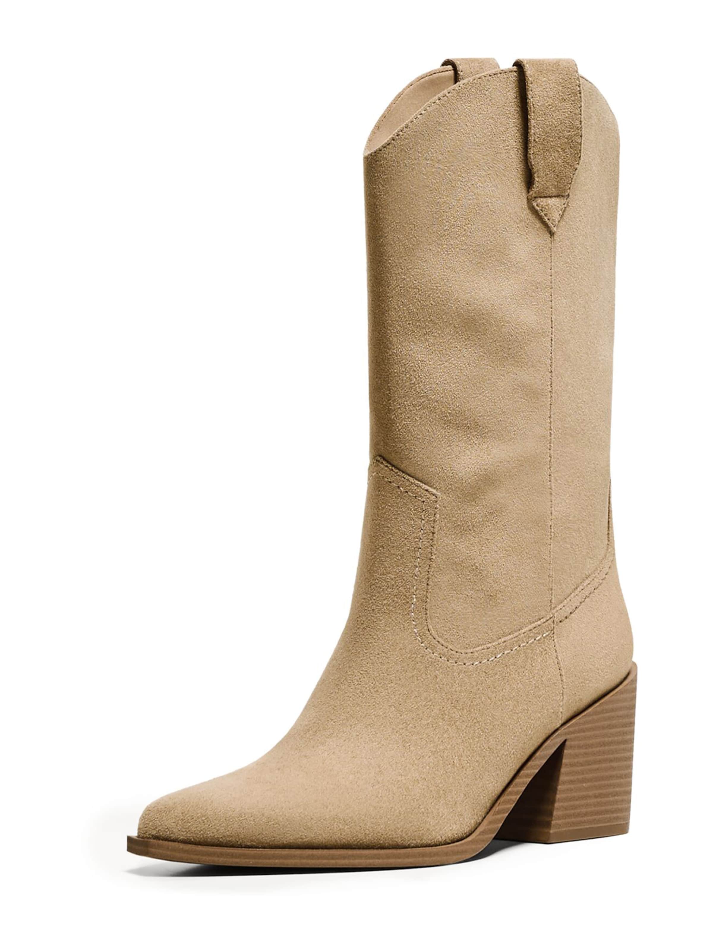 Bershka Kovbojské čižmy - Béžová: predná strana