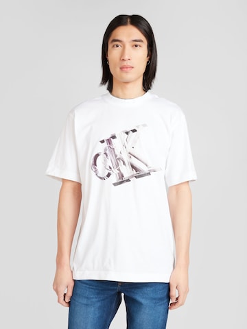 T-Shirt Calvin Klein Jeans en blanc : devant