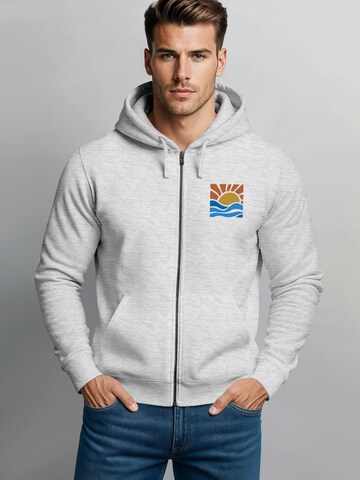 Neverless Zip-Up Hoodie 'Sun Wave Batch' in Grey