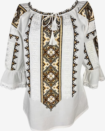 Blouse folklorique 'Damenbluse IL26 weiß/beige , marimea L' Rody’s forever en blanc : devant