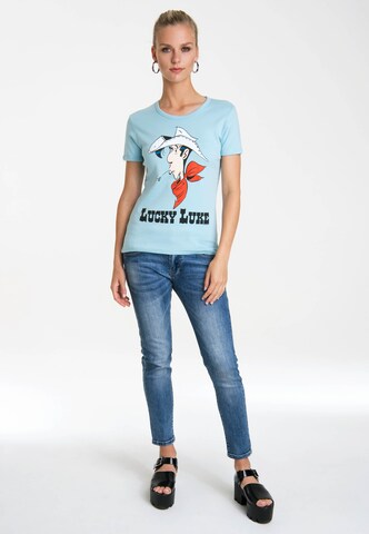 LOGOSHIRT Shirt 'Lucky Luke Portrait' in Blauw