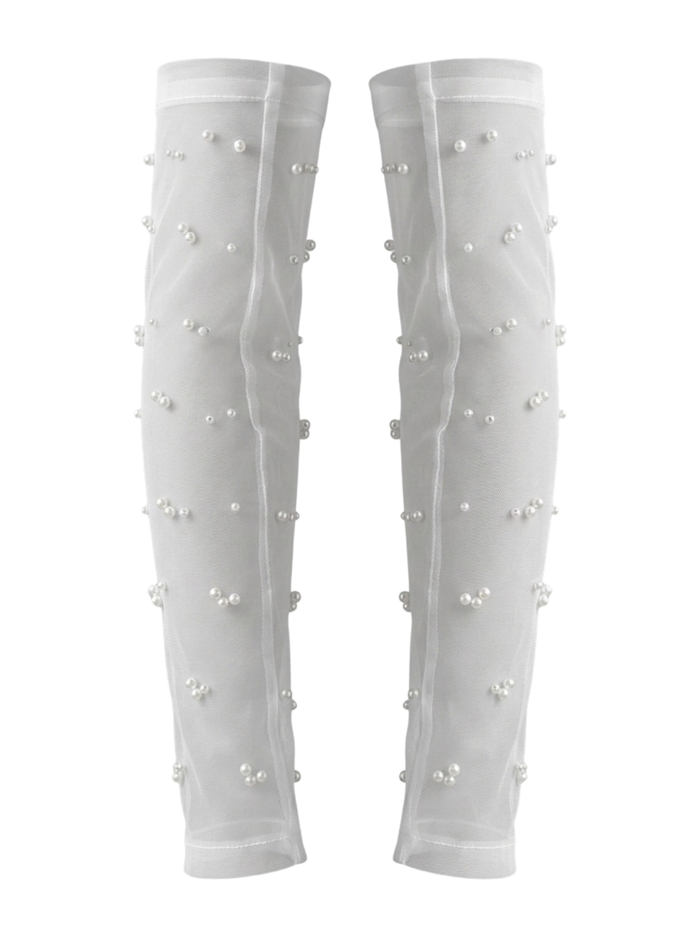 White Cherry Hamburg Kurzfingerhandschuhe 'Bridal tulle gloves with pearls without fingers'‌ in Weiß: Vorderseite