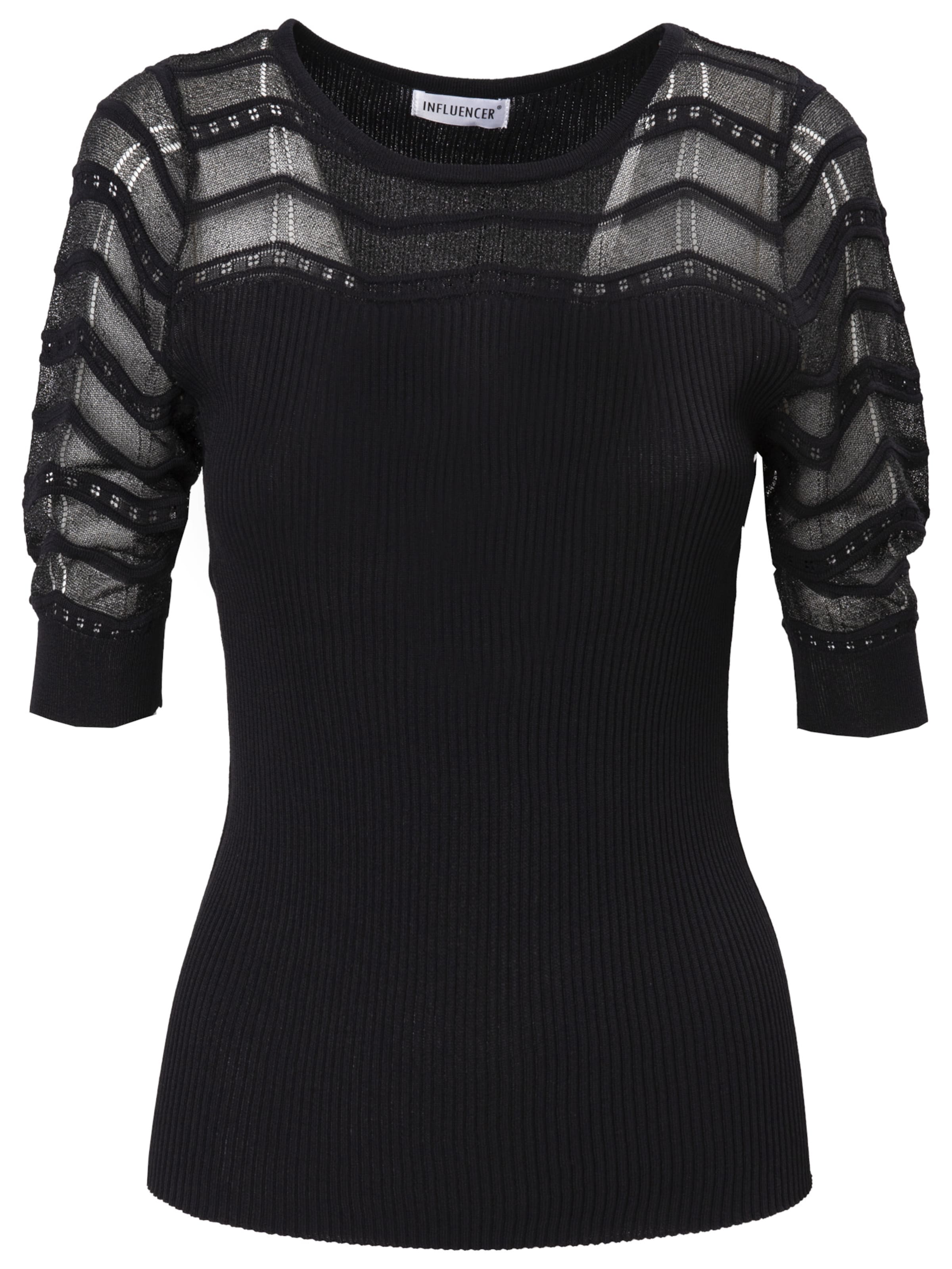 Pulover de la Influencer pe negru: față