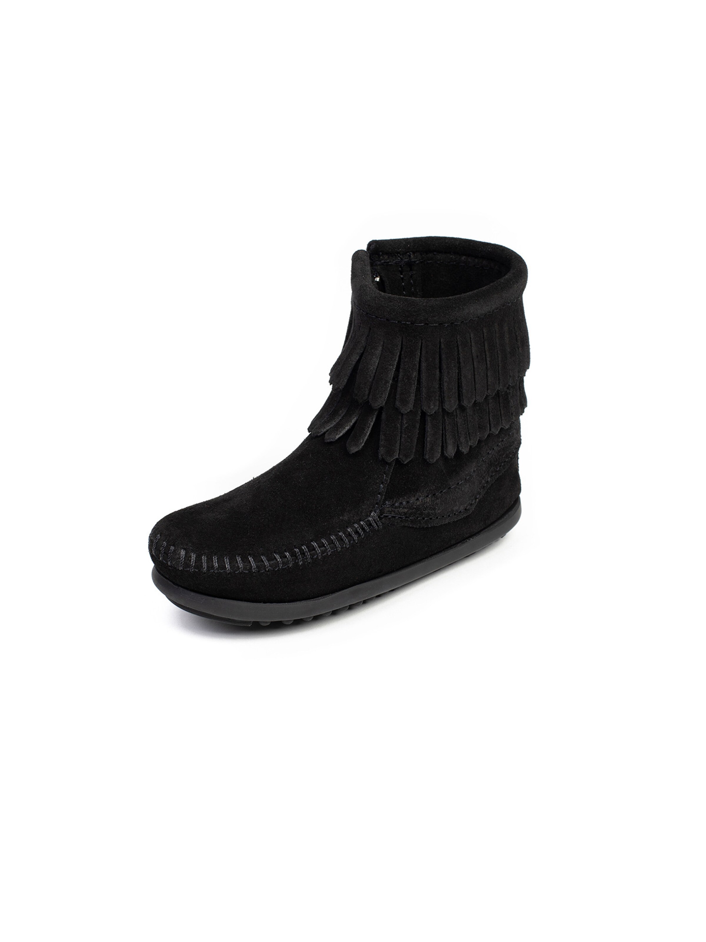 Minnetonka Škornji 'Double fringe' | črna barva