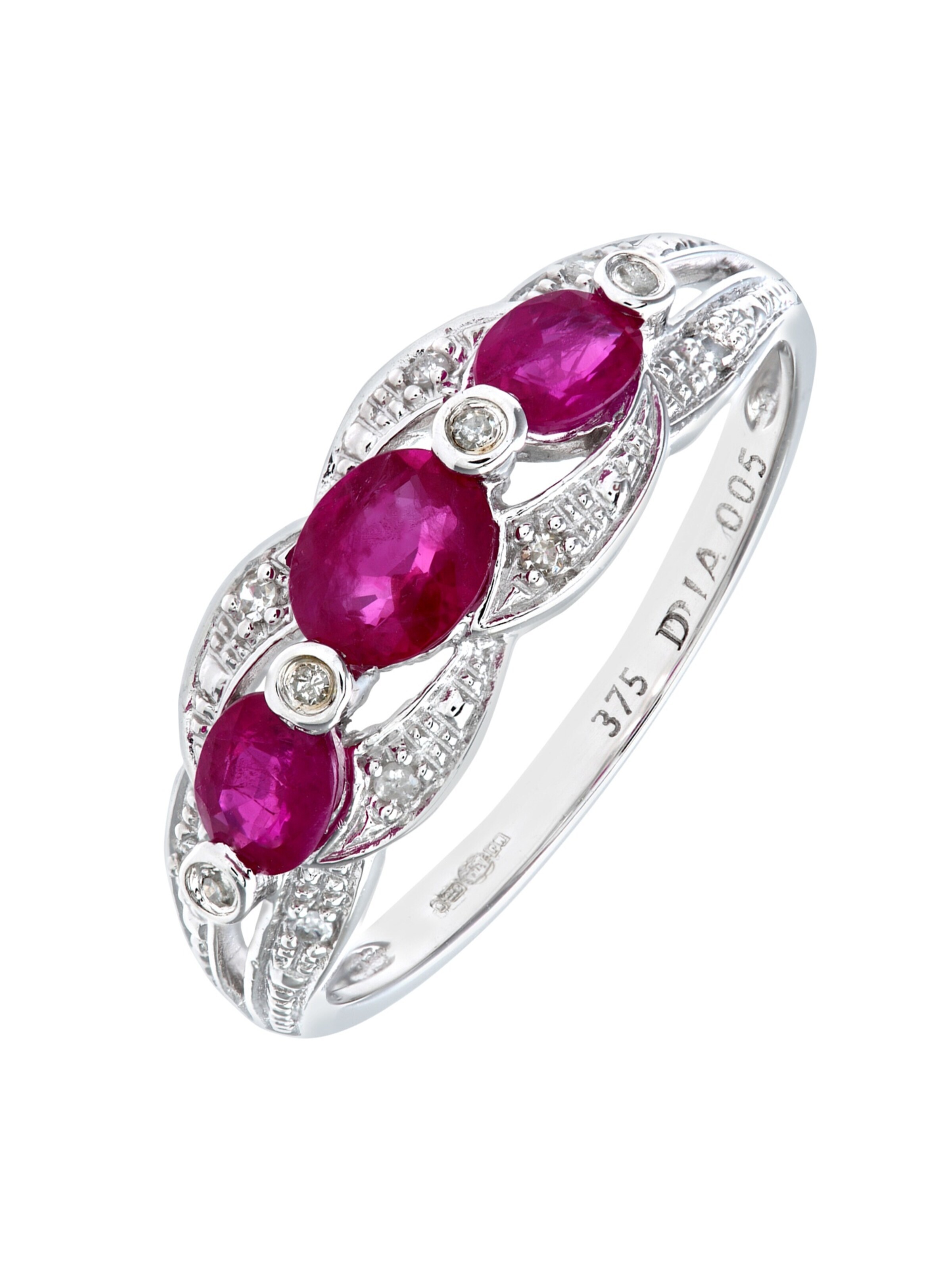 DIAMANT LETERNEL Ring 'Ring aus 375 Weißgold mit Diamant mit Rubin' in Silver