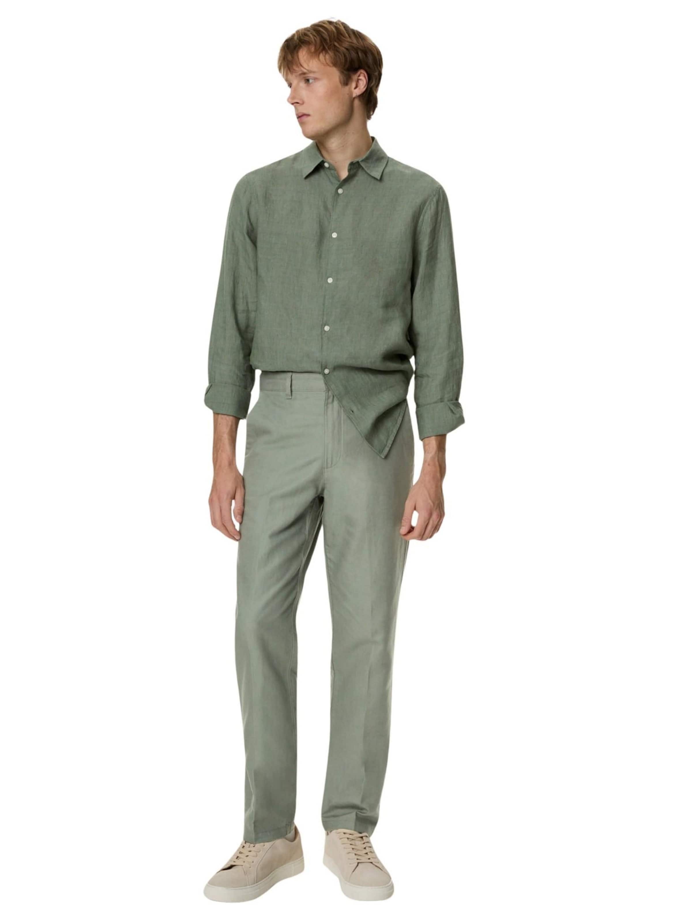 regular Pantaloni con piega frontale di Marks & Spencer in verde