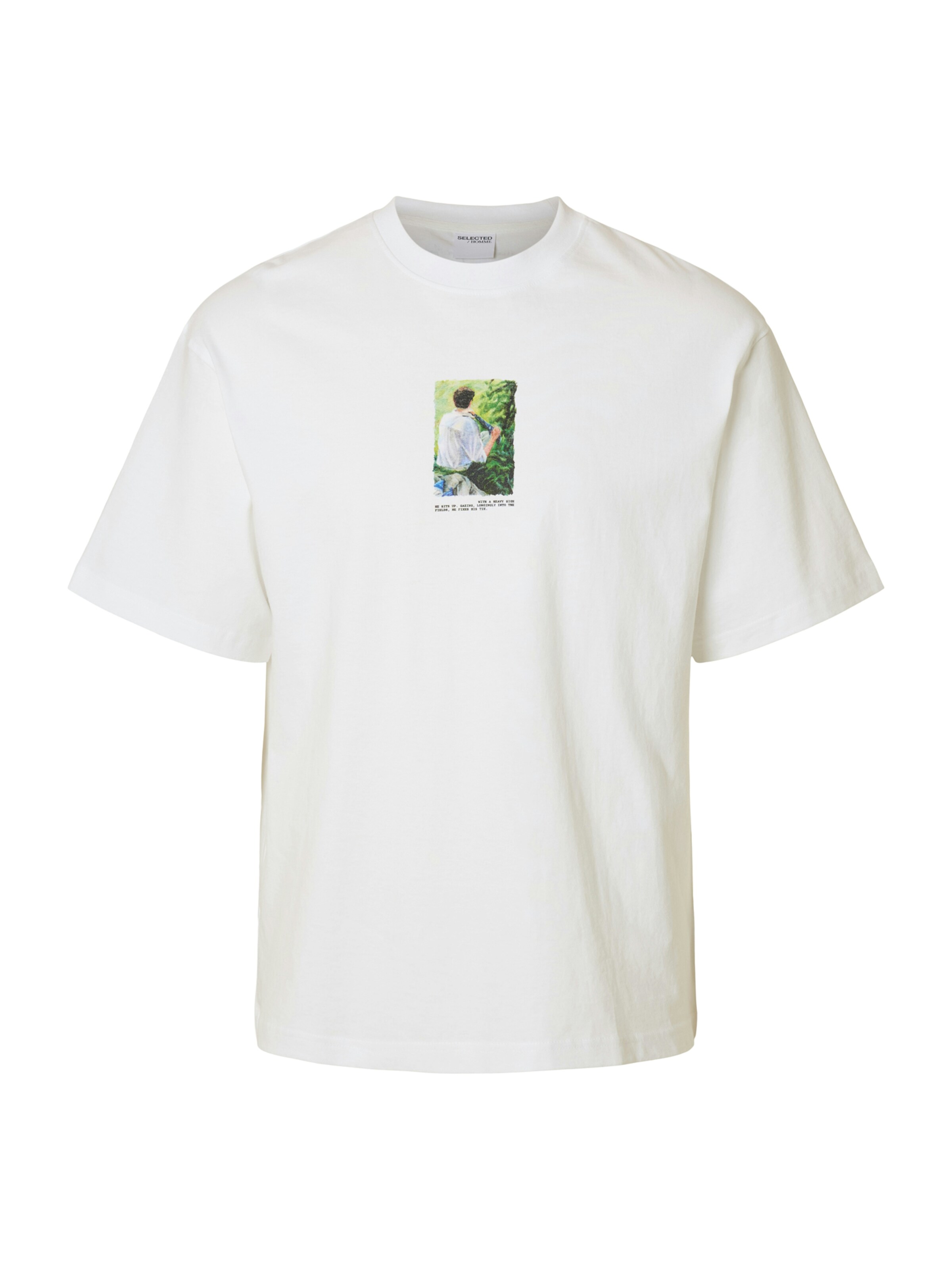 SELECTED Μπλουζάκι 'SLHDarius' σε λευκό: μπροστά