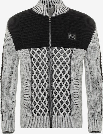 CIPO & BAXX Knit Cardigan in Grey: front