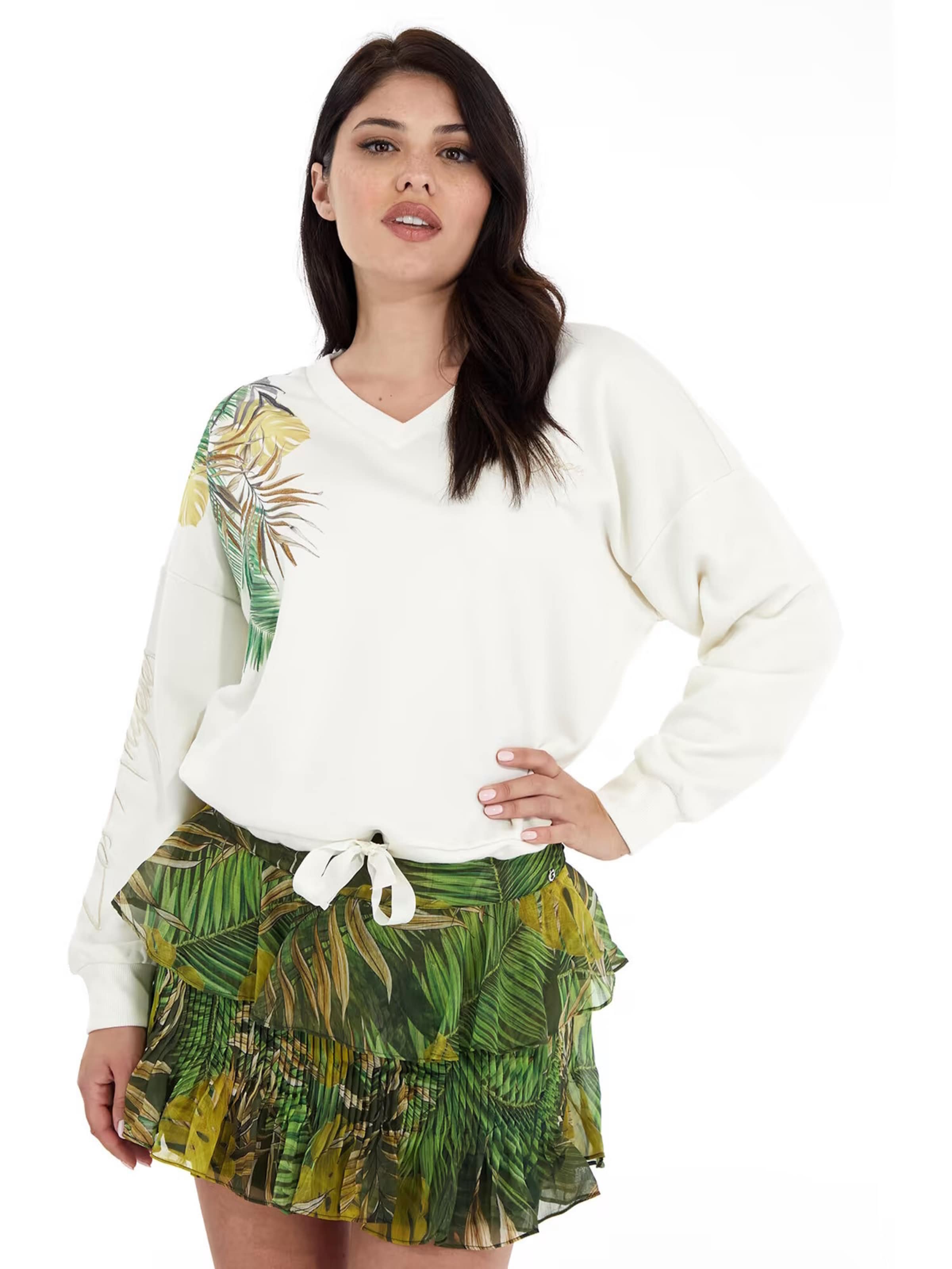 GUESS Pullover 'Palm' in Weiß: Vorderseite