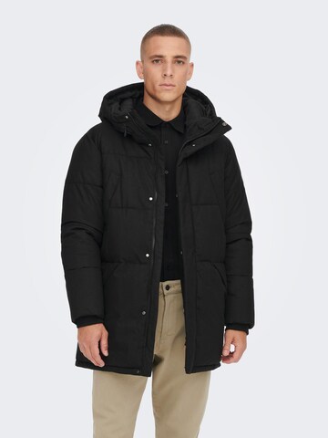 Only & Sons Winter Jacket 'MATHEO' in Black: front