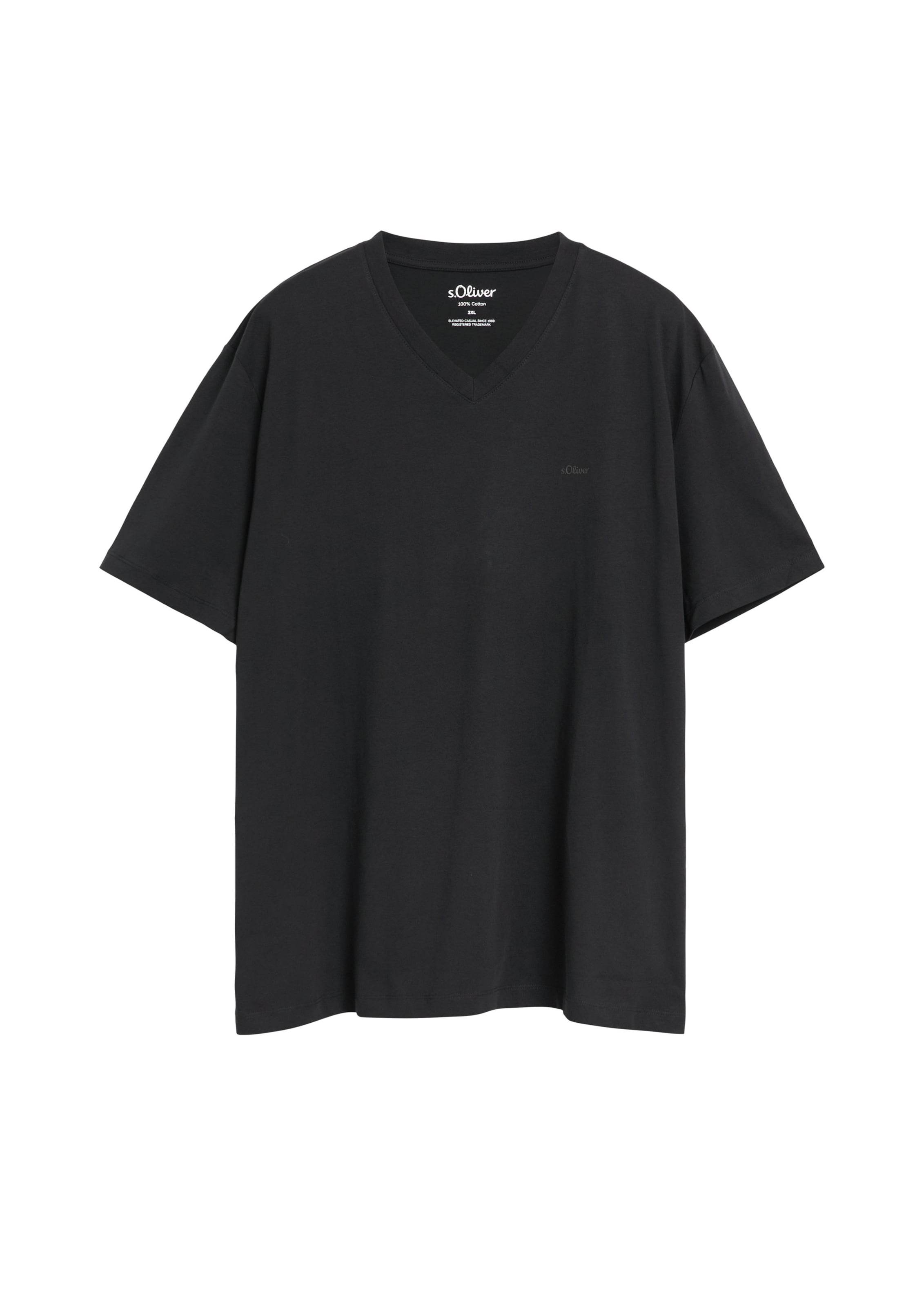 s.Oliver Men Big Sizes T-Shirt in Schwarz: Vorderseite