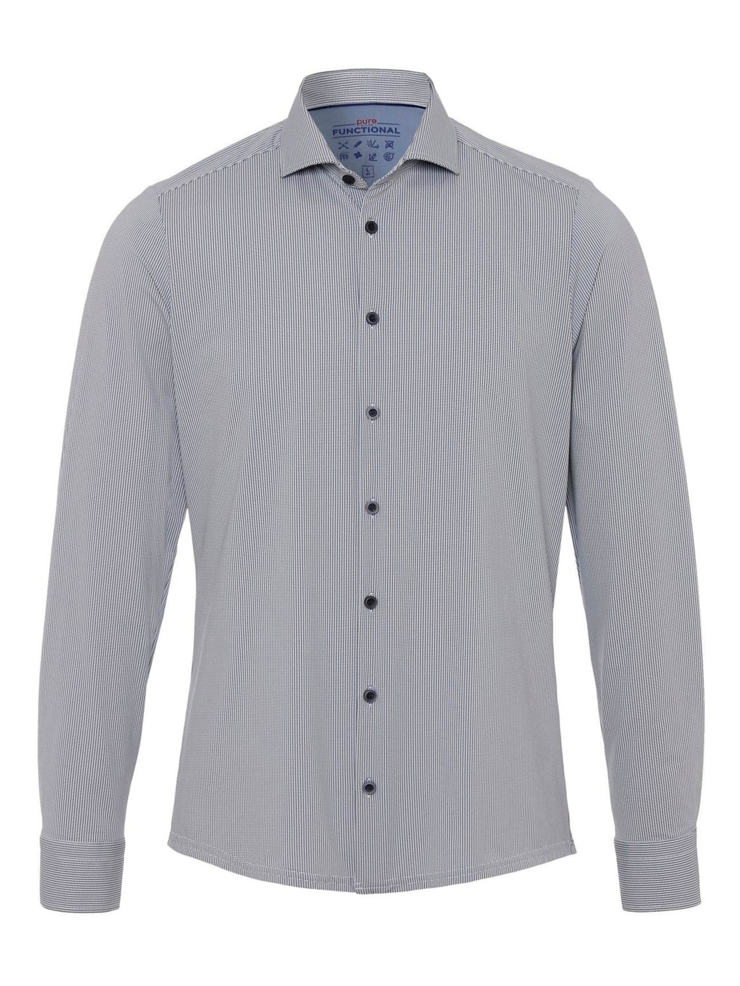 PURE Slim fit Overhemd in Blauw: voorkant