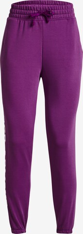 UNDER ARMOUR Tapered Workout Pants 'Rival' in Purple: front