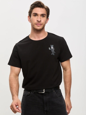 Cat e Lolette Shirt 'Mini Dandy Cat' in Black: front