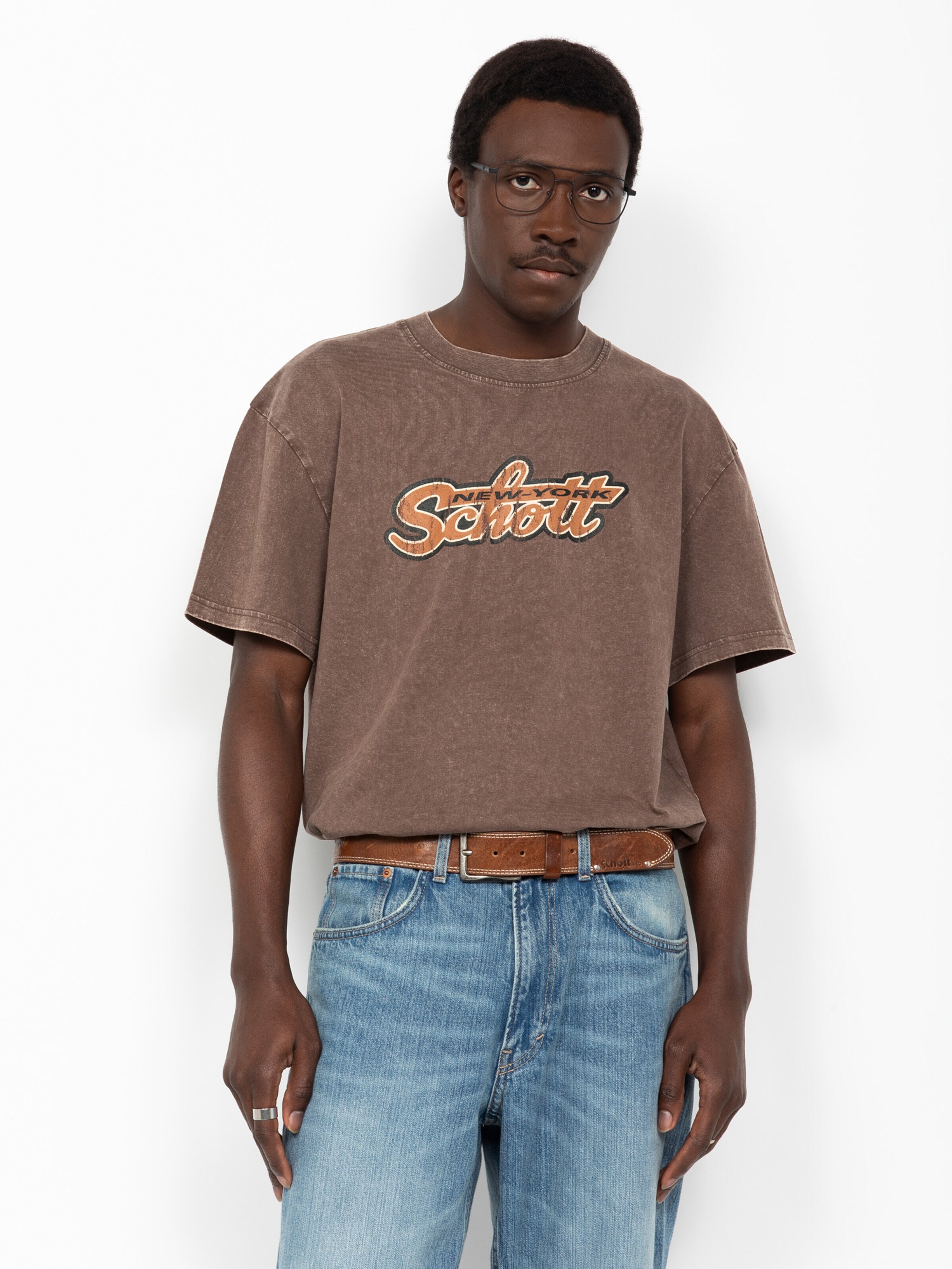 Schott NYC Shirt‌ in Braun: Vorderseite
