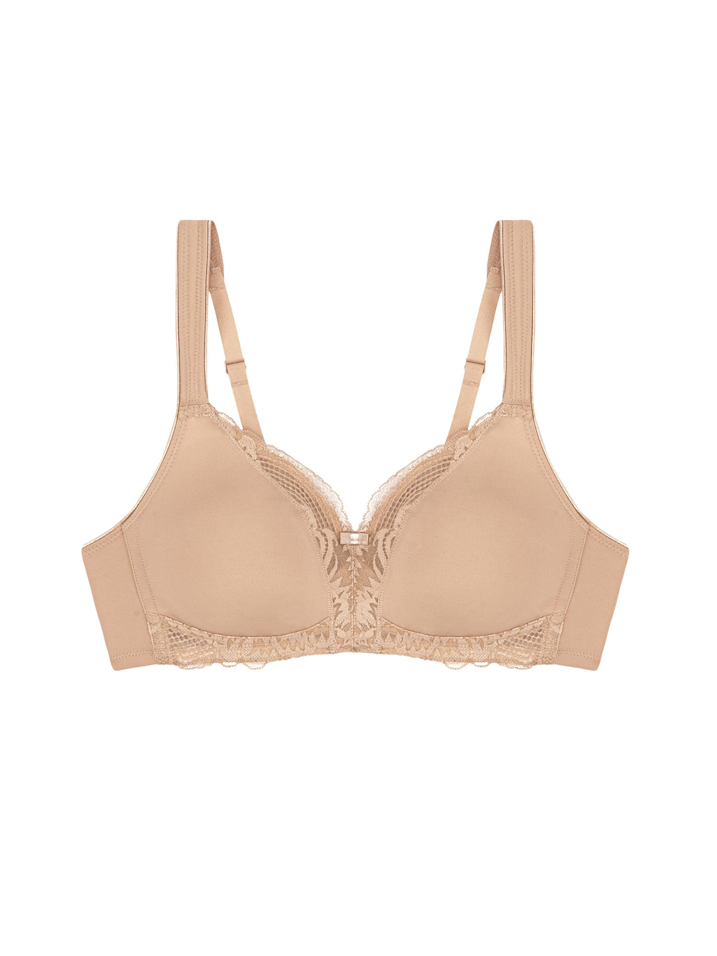 TRIUMPH T-shirt BH ' Modern Lace+Cotton ' in Beige: voorkant