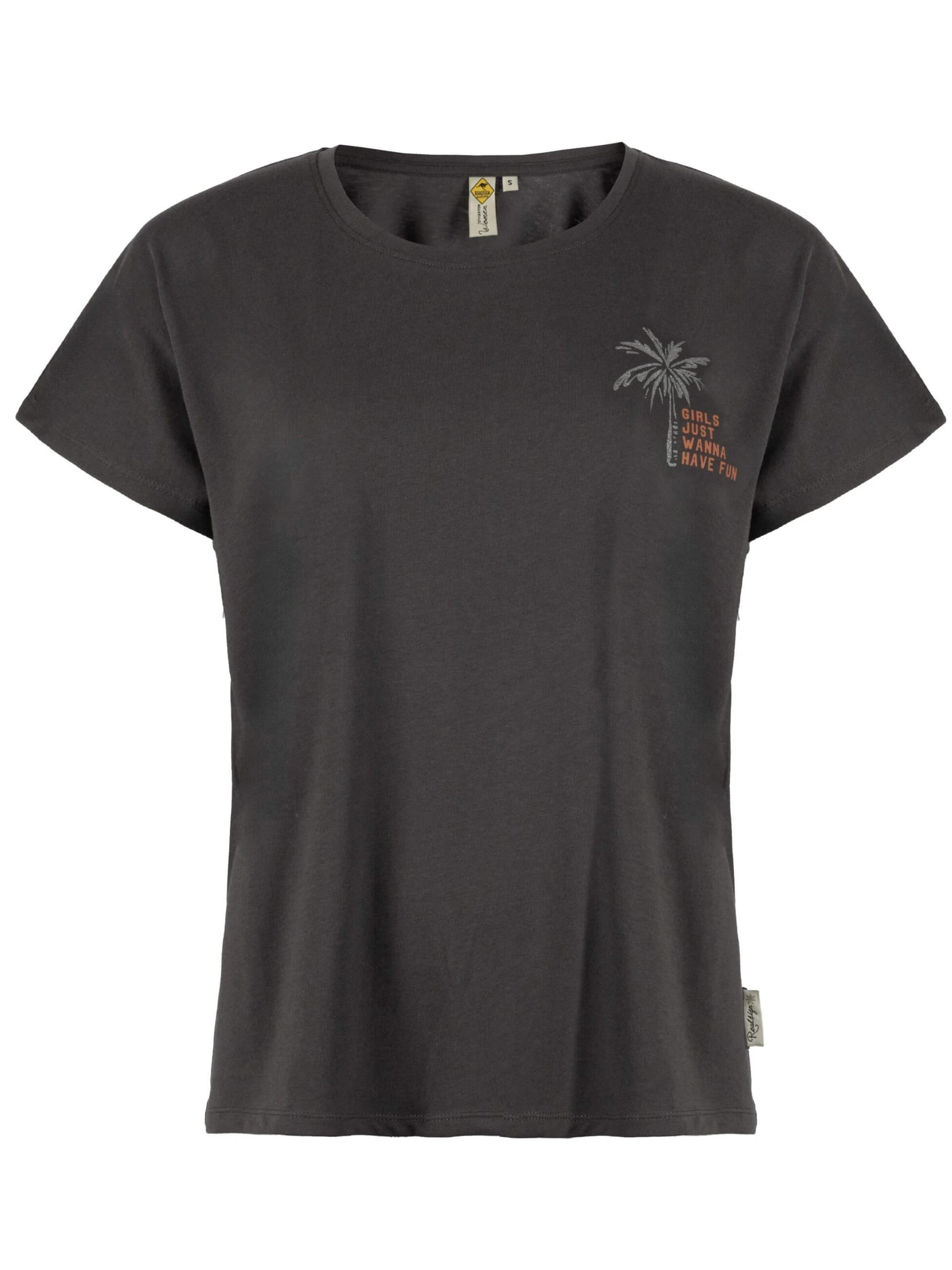 ROADSIGN australia Shirt 'T-Shirt Palm Shade mit dezenter Stickerei, zeitloses Design, vielseitig kombinierbar' in Grey: front