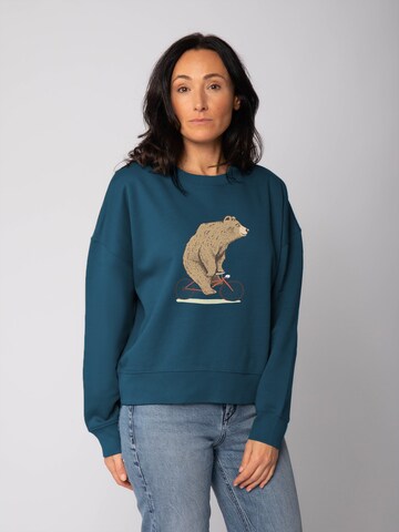 Watapparel Sweatshirt 'Fahrradbär ' in Grün: Vorderseite