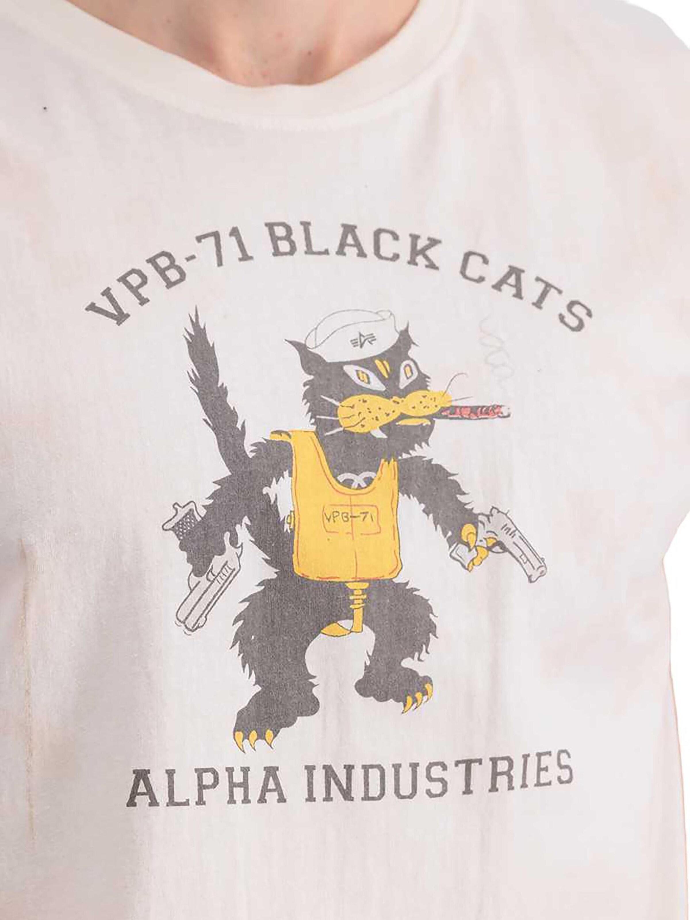 ALPHA INDUSTRIES Shirt 'USN Cat' in White