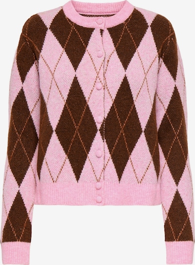 ONLY Strickjacke 'ONLAnnika' in braun / dunkelbraun / hellpink, Produktansicht