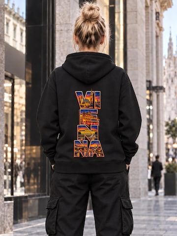 LUNØIR Studio Mikina 'Vienna City Lights – Vermilion' – černá