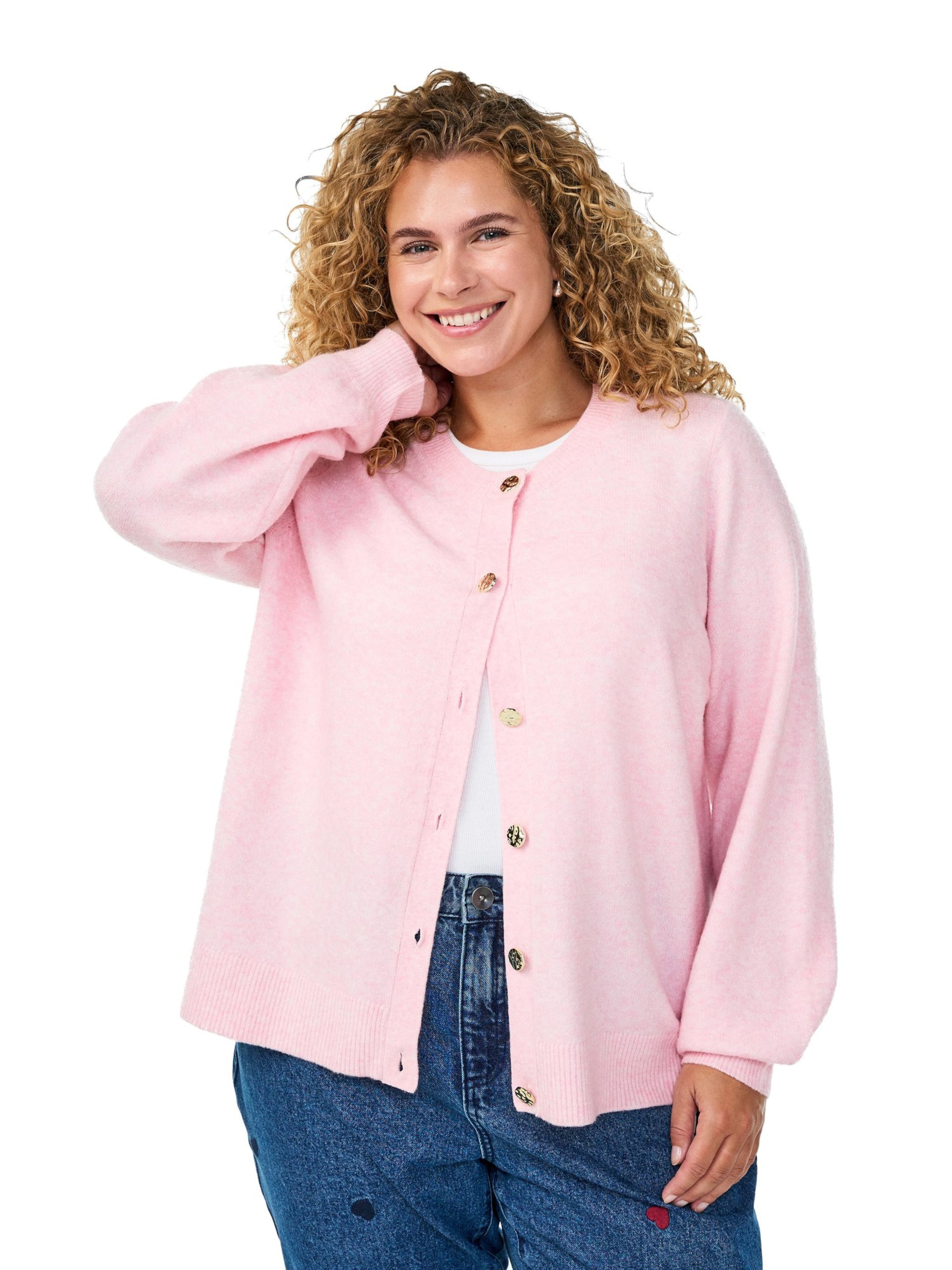 Zizzi Плетена жилетка 'Cavista' в розово: отпред