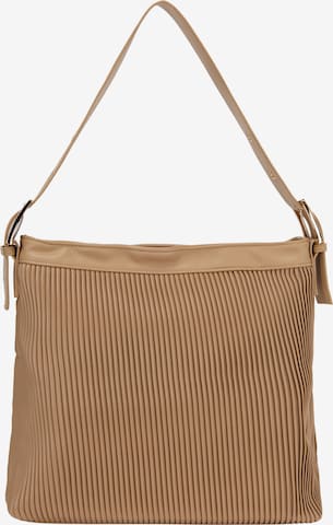 Borsa a spalla di faina in beige: frontale