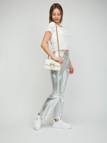 PINKO - Bolso de hombro 'Love One Mini C Vitello Seta' en blanco: frente